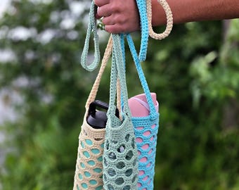 CROCHET PATTERN | Ocean Reef Crochet Water Bottle Holder | Water Bottle Bag | Water Bottle Sling, Bottle Carrier, Bottle Bag, PDF