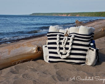 Crochet Pattern: "Nautical Knots" Beach / Yarn / Tote Bag, 2 sizes included, Permission to Sell Finished Items