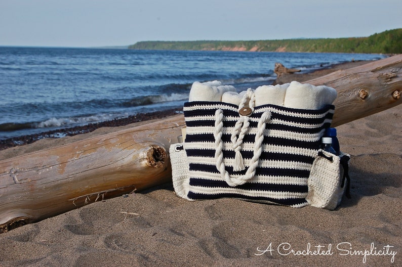 Crochet Pattern: Nautical Knots Beach / Yarn / Tote Bag, 2 sizes included, Permission to Sell Finished Items image 1