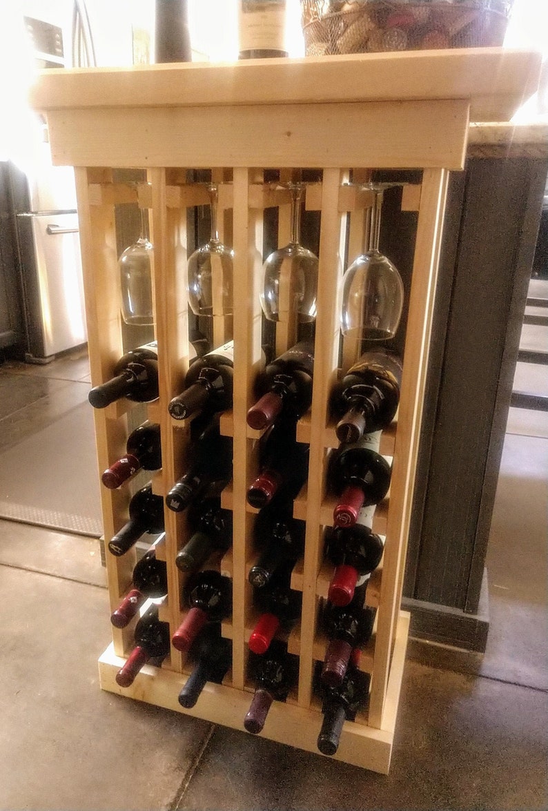 DIY Wine Rack Plans 20 Bottle 12 Wine Glass Rack Etsy