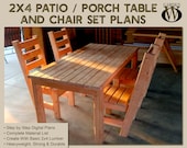2 x 4 Patio-Porch Table & Chair Set Plans - Simple, Easy Plans For An Incredibly Inexpensive And Beautiful DIY Patio Table Made From 2x4's!