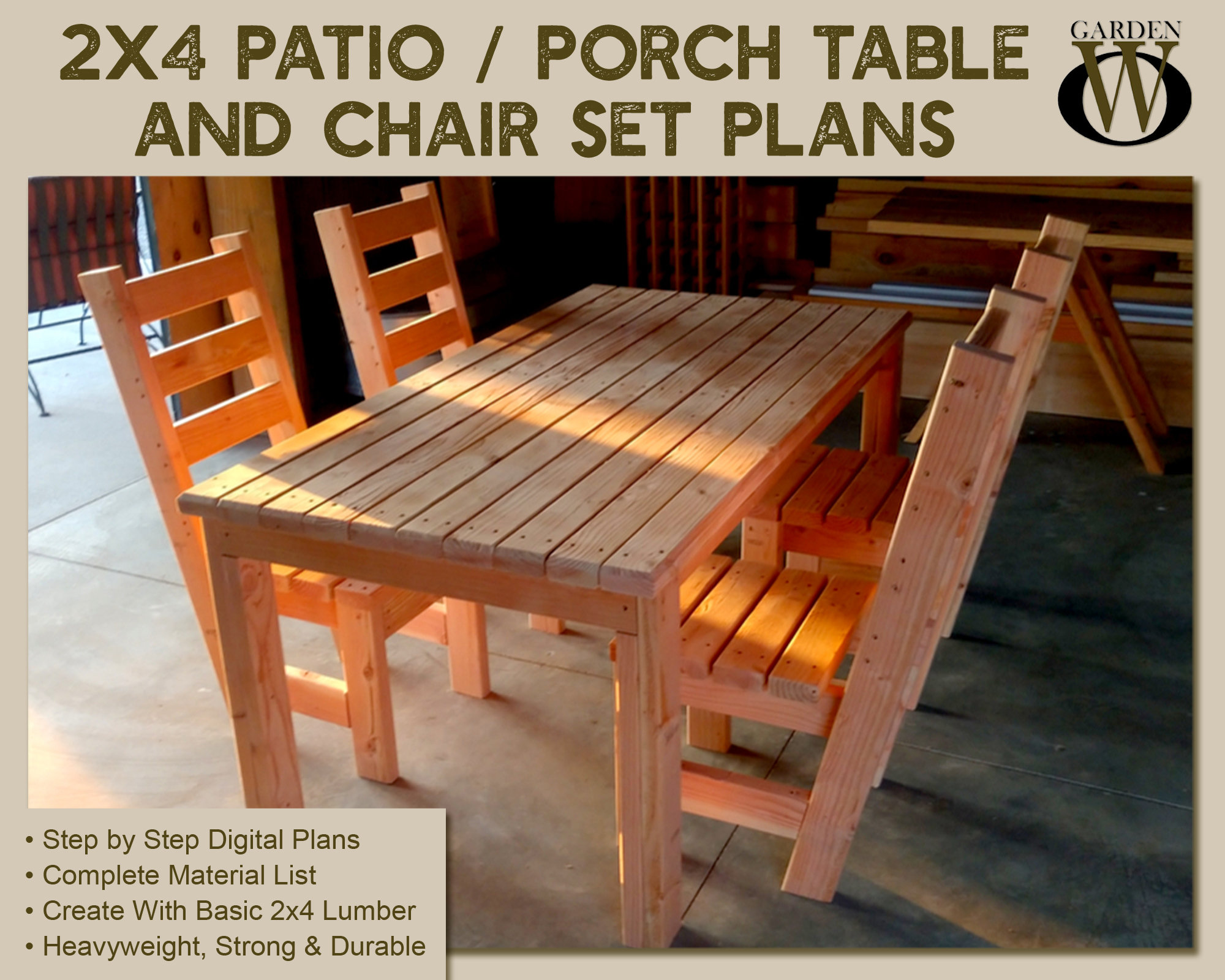 2 X 4 Patio-porch Table and Chair Set Plans Simple Easy Plans image