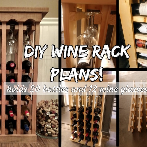 DIY Wine Rack Plans 20 Bottle 12 Wine Glass Rack Etsy