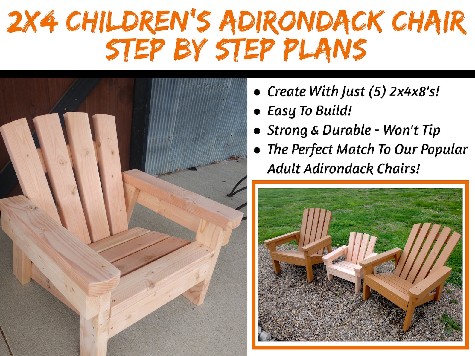 Child Size 2x4 Adirondack Chair Plans The Perfect Size For Etsy