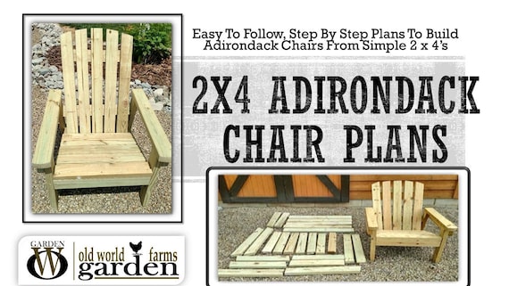 2x4 Diy Adirondack Chair Plans Simple Plans For A Etsy