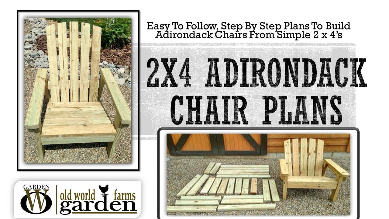 2x4 DIY Adirondack Chair Plans Simple Plans for a Etsy