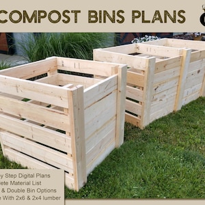 DIY Single & Double Compost Bin Plans With Adjustable Front Slats image 1