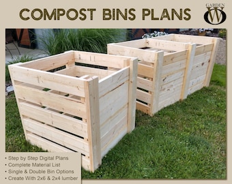 Plans de bacs à compost simples et doubles bricolage avec lattes avant réglables