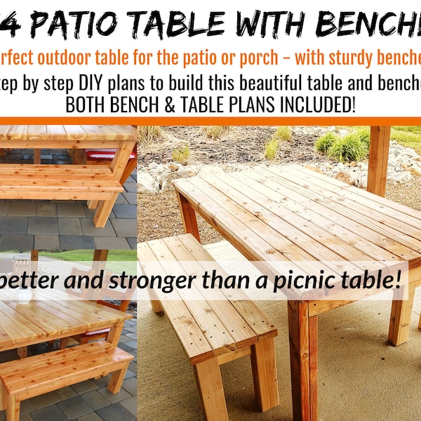 2 x4 Patio Table & Bench Plans - Both Plans Included!