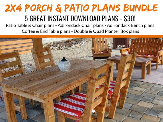 Diy2 X 4 Porch Patio Furniture Bundle Plans Etsy