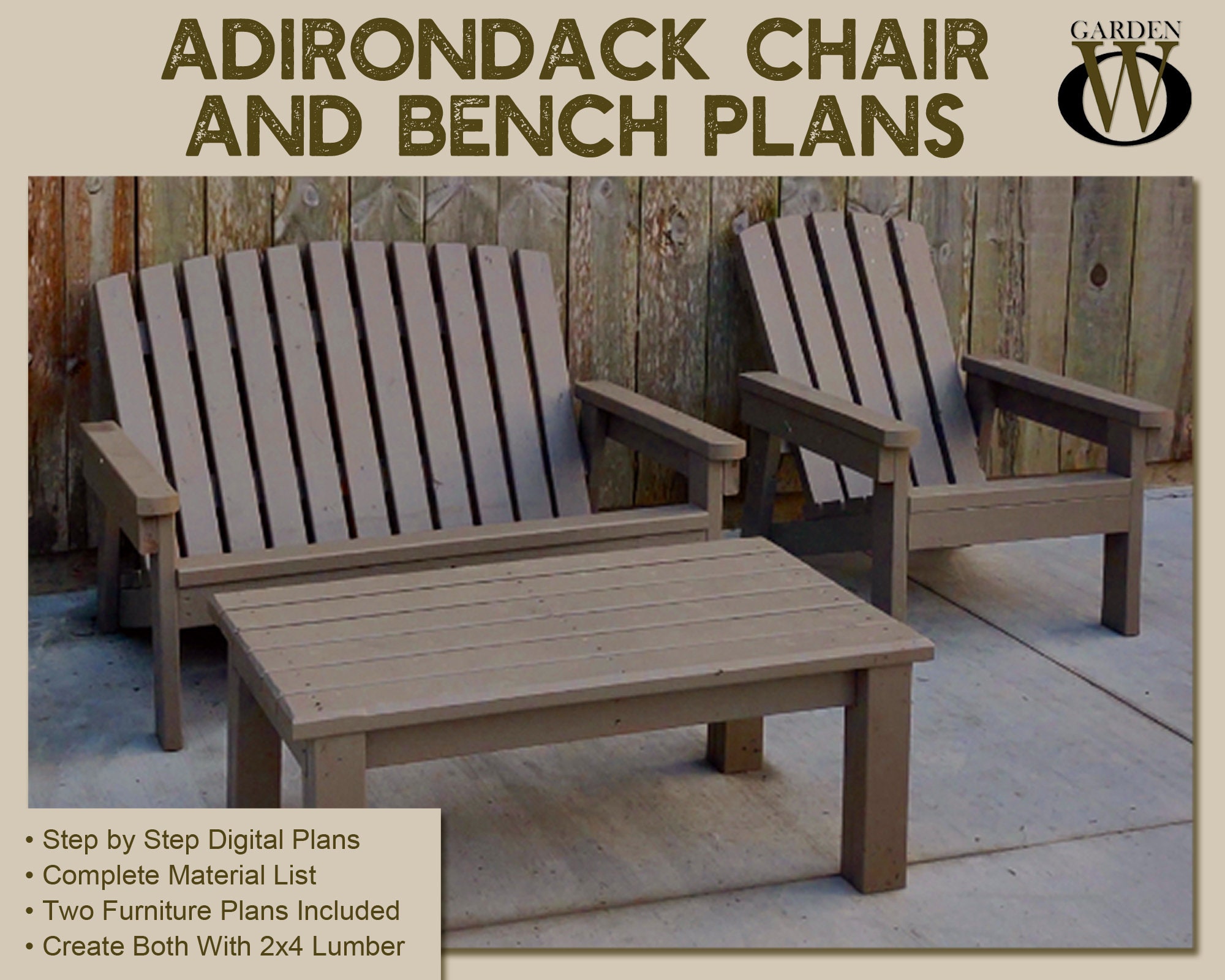 Adirondack chair bench sale