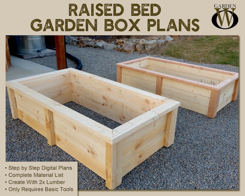 DIY Raised Bed Garden Box Plans Simple Strong Beautiful Etsy