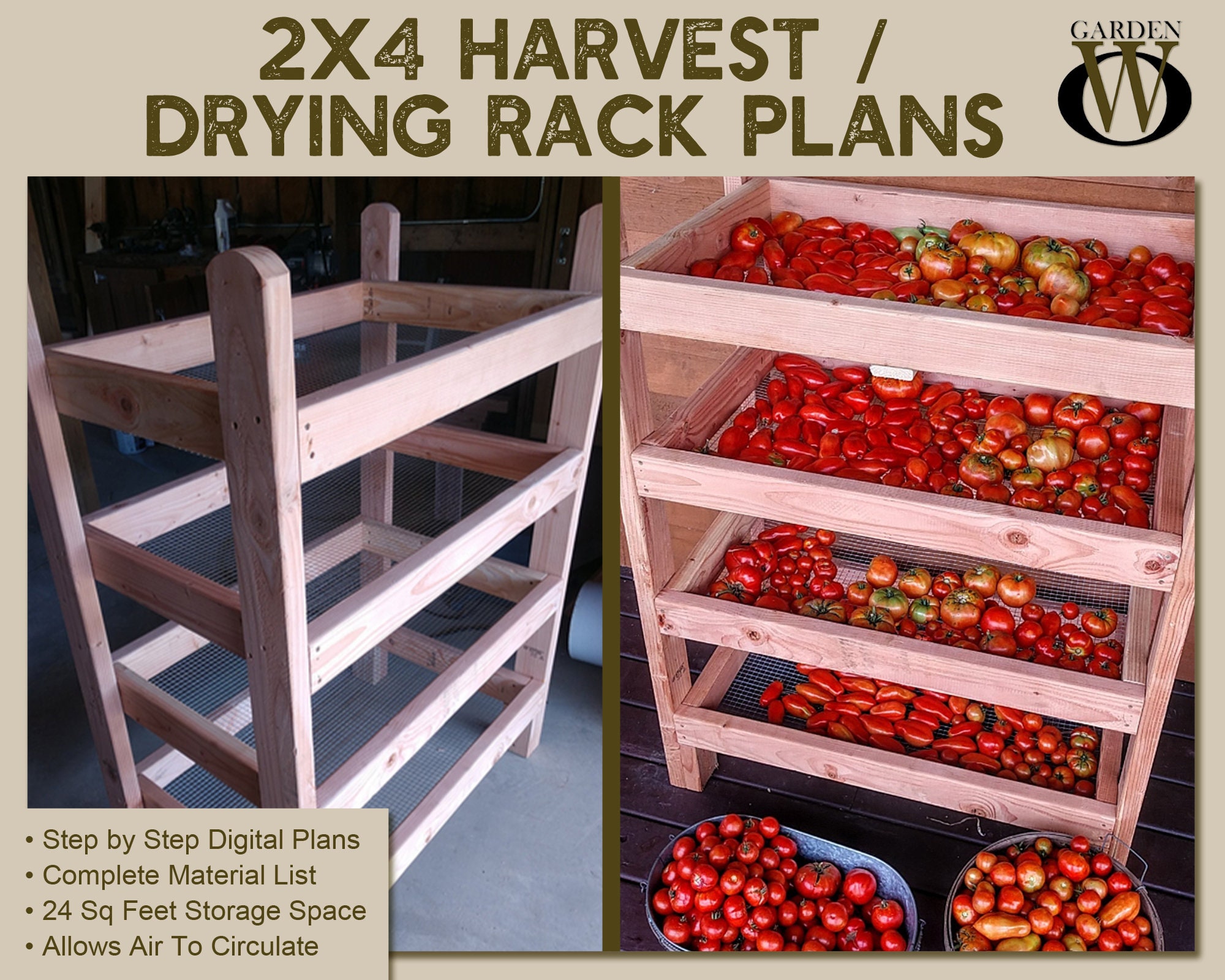 How To Ripen Or Dry Garden Vegetables With A DIY 2x4 Harvest Rack!