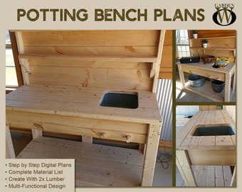DIY Potting Bench Plans - Strong, Elegant - And Easy To Make From Basic 2x Lumber!