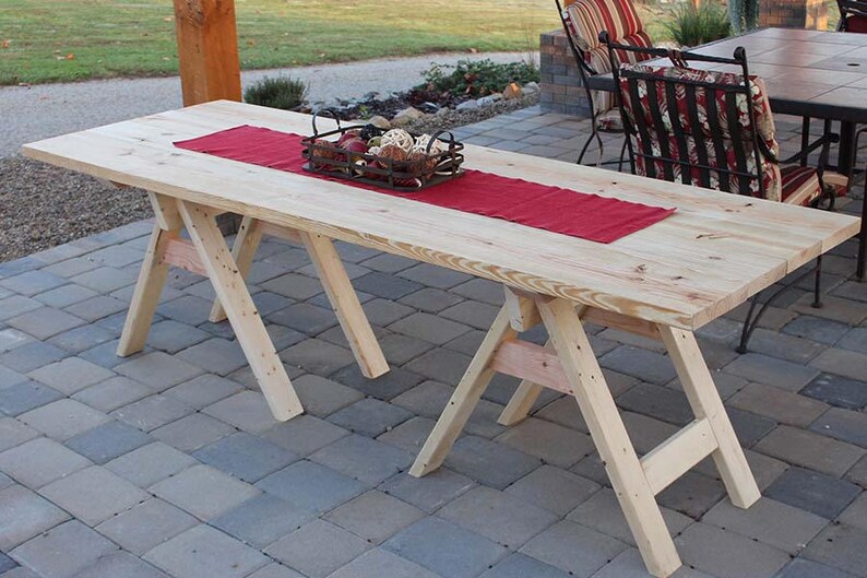 DIY Sawhorse Farm Table Plans Made Easily From Inexpensive 2x Lumber image 3