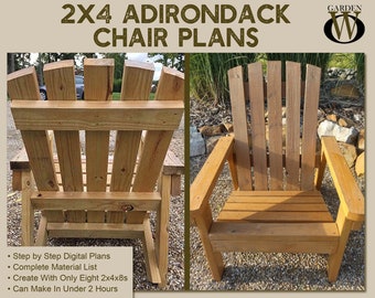 Progetti per sedie Adirondack 2x4 fai da te - Piani semplici per una sedia da patio, cortile o braciere comoda, bella ed economica