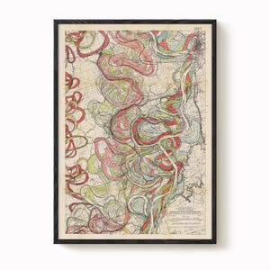 Mississippi River, Harold Fisk Map, Antique Map Print, River Meander Chart, Vintage Wall Art, Restoration Artwork, Geology Lover Gift