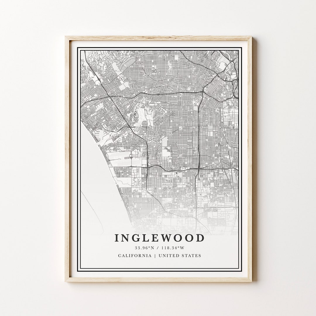 Inglewood Map Digital Inglewood Map Inglewood California - Etsy