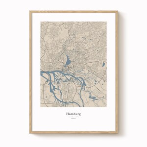 Hamburg Map Print – Modern Minimalist Wall Art, Hamburg City Poster, Urban Map Decor