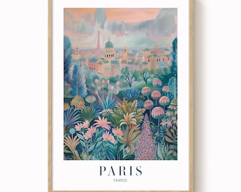 Boho Paris Art Print - Spring Floral, Vintage Inspired