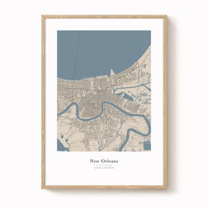 New Orleans Map Print - Moderne minimalistische Wandkunst, New Orleans City Poster, Stadtplan Dekor