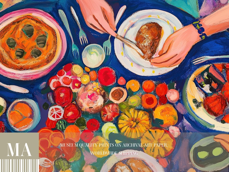 Dinner Table Art Print: Bold Fauvist Colors, Kitchen or Dining Room image 6