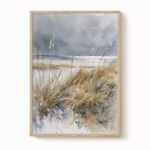 Norfolk Coast Watercolor Print: Beach Grass Seascape Art