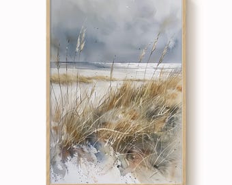 Norfolk Coast Watercolor Print: Beach Grass Seascape Art