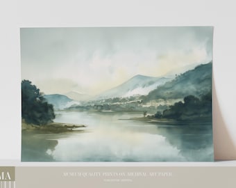 Lake Windermere Print: Watercolor Landscape, fine art paper