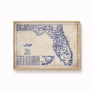 Kaart van Florida, vintage kaart van Florida, oude kaart van Florida, blauwdrukkaart van Florida, kaartposter, vintage kaart, kaartafdruk, geschiedenisliefhebber, oude kaart