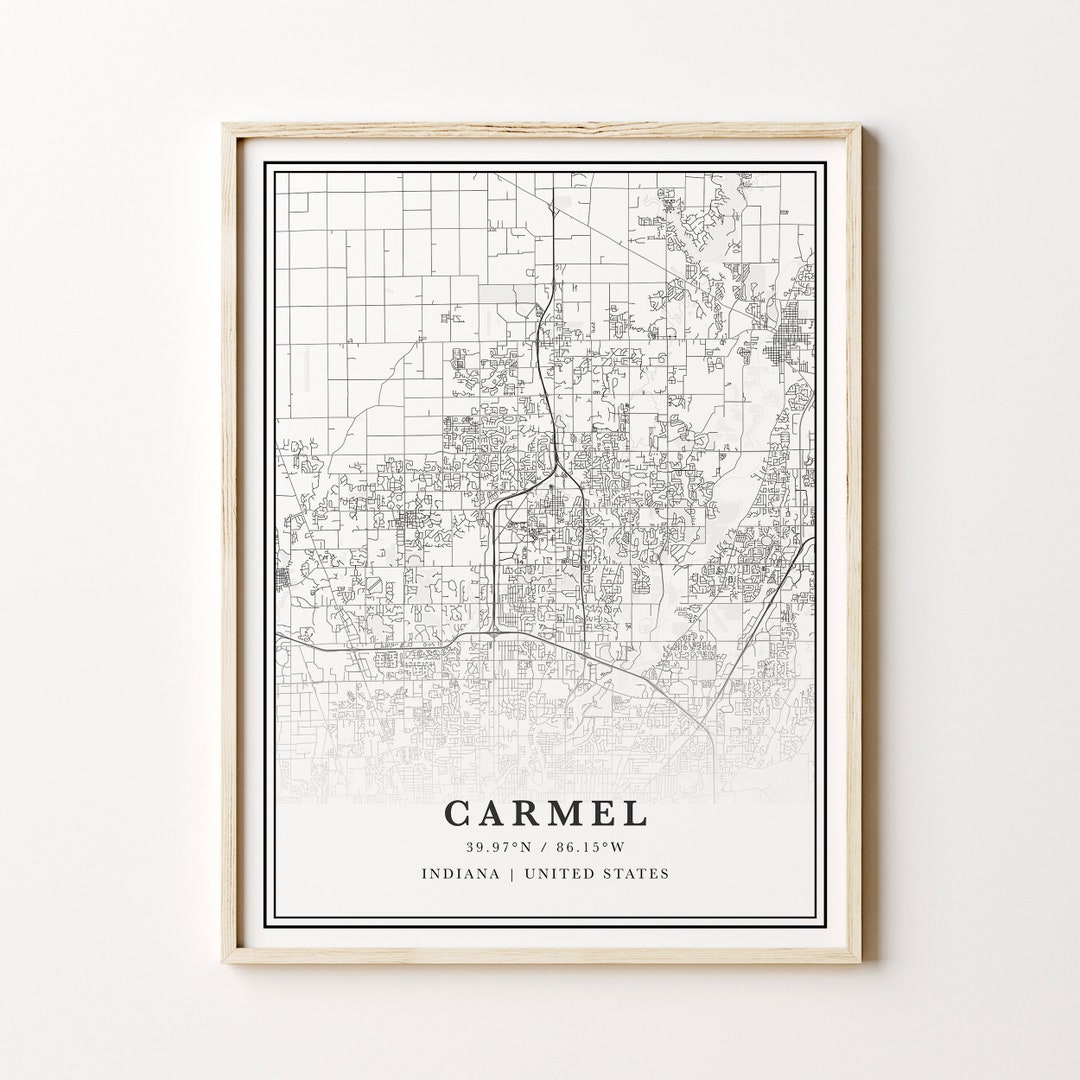Printable Carmel Map Digital Carmel Map Carmel Indiana - Etsy
