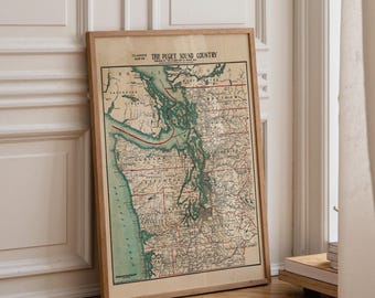 Historic Puget Sound Map Print – Vintage Washington Wall Art