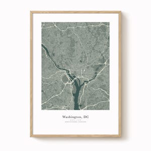 Impression de carte de Washington DC – art mural minimaliste moderne, affiche de la ville de Washington DC, décoration de carte urbaine