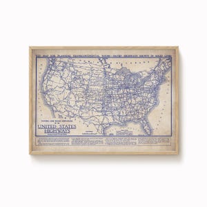 Carte des États-Unis, carte vintage des États-Unis, ancienne carte bleue, affiche de carte, carte vintage, amateur d'histoire, carte ancienne, carte historique des États-Unis