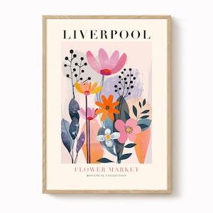 Liverpool Flower Market, travel art, Flower Market poster, Liverpool artwork, floral art, wall décor, printed posted, Liverpool print