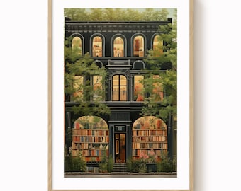 Vintage Bookshop Art Print: Eclectic Book Lover Wall Decor