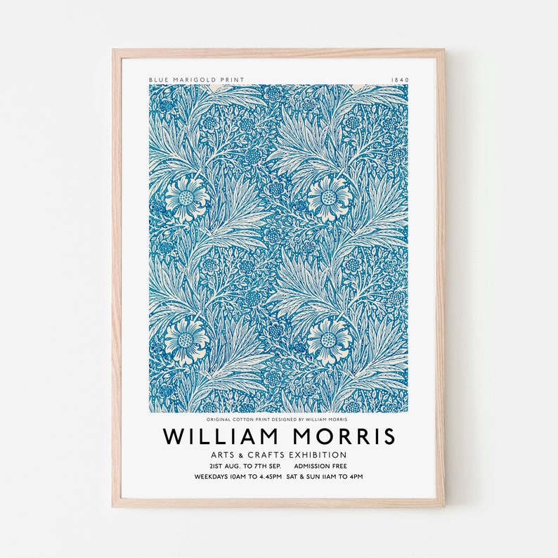 William Morris Print, William Morris Poster, Blue Marigold, Botanical ...