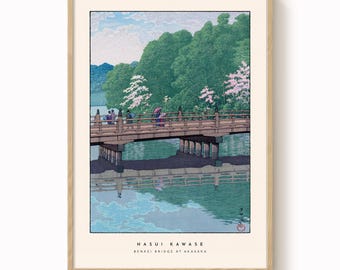 Hasui Kawase - Ponte Benkei Stampa xilografica giapponese: Riproduzione artistica Shin-Hanga