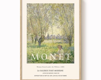 Art Print: Claude Monet, Woman seated under the willows- Impressionist Poster
