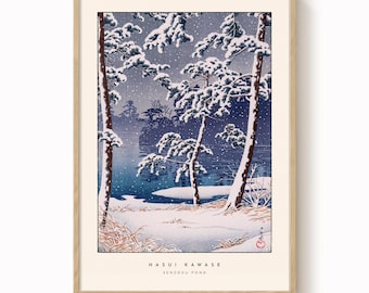 Hasui Kawase Senzoku Pond Print: Vintage Japanese Woodblock Art