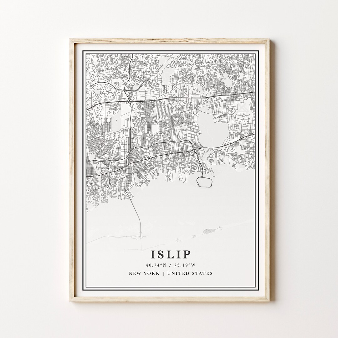 Islip Map Digital Islip Map Islip New York Wall Art Etsy