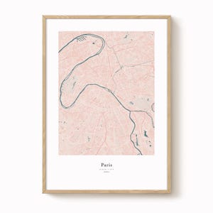 Paris Map Print - Moderne minimalistische Wandkunst, Paris Stadtbild Poster