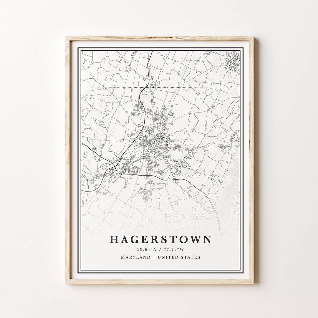 Hagerstown Map Digital Hagerstown Map Hagerstown Maryland Etsy
