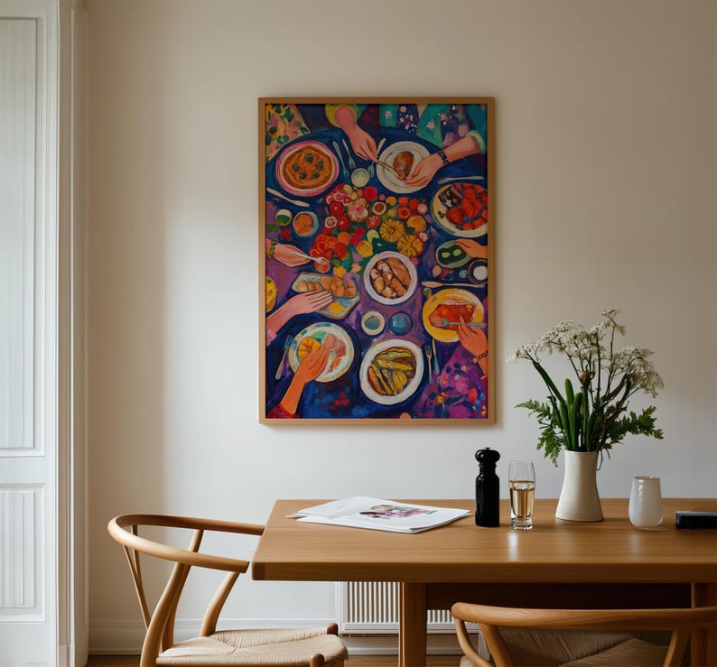 Dinner Table Art Print: Bold Fauvist Colors, Kitchen or Dining Room image 2