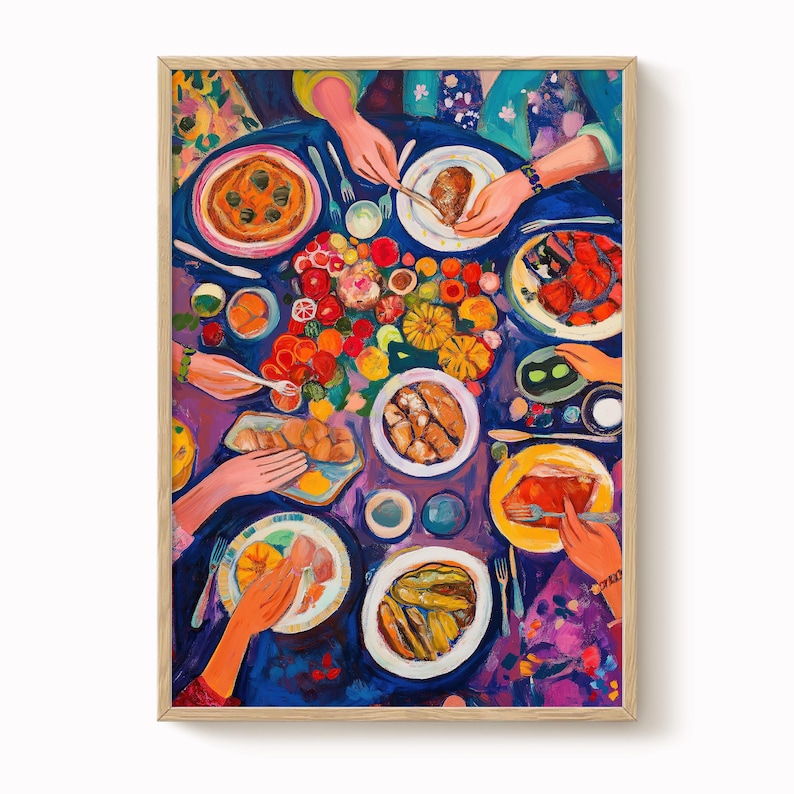 Dinner Table Art Print: Bold Fauvist Colors, Kitchen or Dining Room image 1