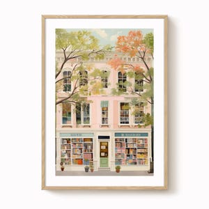 Impresión de librería, librería antigua, arte de viaje, amante de los libros, obra de arte de inspiración vintage, decoración de pared, impresión publicada, librería antigua, arte ecléctico