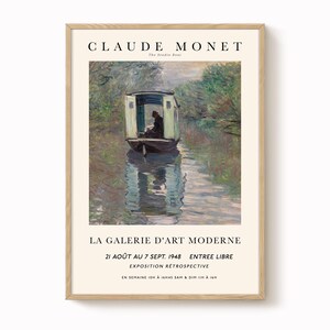 Impression de bateau de l&#39;atelier : Claude Monet, art impressionniste rustique - Papier mat