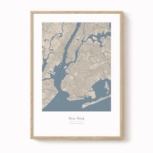 Impression de carte de New York – art mural minimaliste moderne, affiche de la ville de New York, décoration de carte urbaine