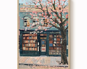New York City Bookshop Art Print: Spring Floral Wall Decor