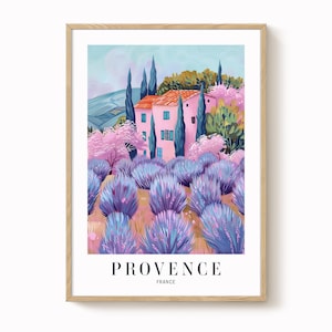 Impresión de Provenza, arte de viaje, impresión de viaje a Provenza, obra de arte de Provenza, Francia rural, decoración de pared, impresión publicada, póster de Provenza, Francia